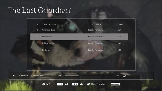 The main interface with tracklist and progress bar
